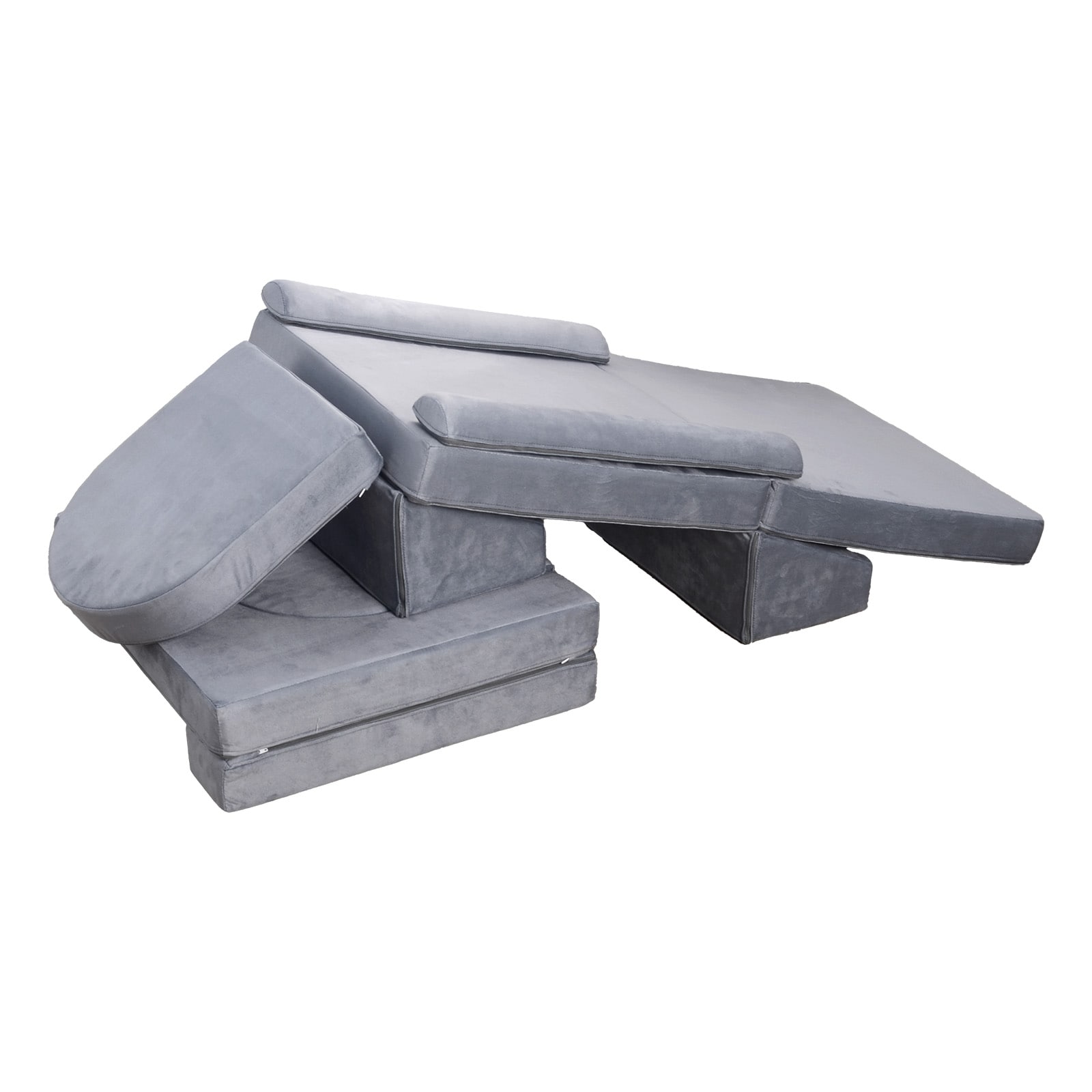 Modular Kids Play Couch Sectional Toddler Sofa With Armrests 10 Pcs Gray_voghion.com